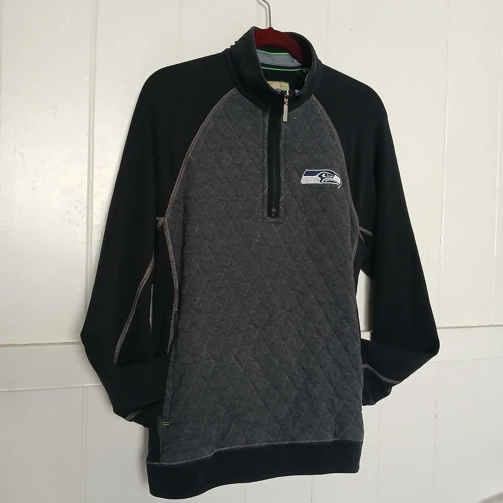 Tommy Bahama Seattle Seahawks Pullover Football NFL Mens Small Gray 1/4 Zip Mock